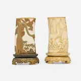 Royal Worcester, Japonesque tusk-form vases, set of two