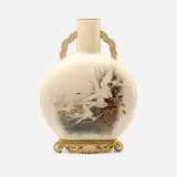 Royal Worcester, Large moon flask with swans and grass