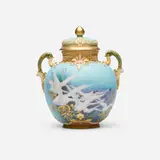 Royal Worcester, Covered jar with swans and grass