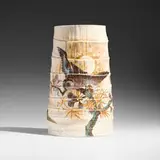 Royal Worcester, Large bamboo-form vase with owls and bluebirds