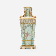 Royal Worcester, Early vase with salamanders, crane and flowering tree