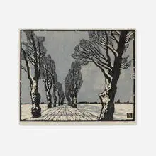 Carl Thiemann, Münchnerstrasse (Dachau), 1909, woodcut in colors