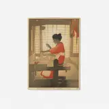 Bertha Lum, The Weaver (The Spinner), woodcut in colors