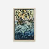 Frances Gearhart, Untitled (Galleon), c. 1930, woodcut in colors