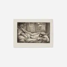 Howard Cook, Studio Bed (Barbara Latham Sleeping), 1930, aquatint on paper