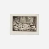 Howard Cook, Studio Bed (Barbara Latham Sleeping), 1930, aquatint on paper