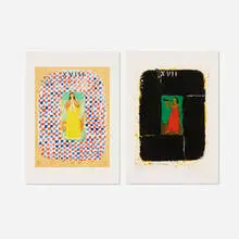 Joe Tilson, Melpomene; Euterpe (two works from the Nine Muses portfolio), 2005, aquatint in colors on Arches Aquarelle
