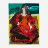 Džemma Skulme, Woman in Red Dress, acrylic and mixed media on canvas