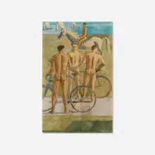 Sport (Study) by Karl Hügin, tempera and pencil on board, sold Feb 2026