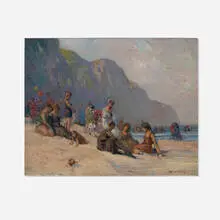 George Ames Aldrich, La plage de Dieppe, 1921, oil on canvas
