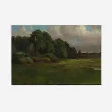 L. Clarence Ball, Wooded Indiana Meadow with Lone Cow and Pond, oil on canvas
