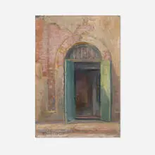 Alberta Kinsey, Green Door, New Orleans, oil on board