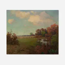 Royal Hill Milleson, Woodland Stream and Pastures, oil on canvas