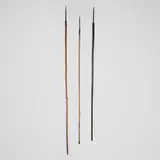 Tonga, Fishing harpoons, set of three, carved wood, iron