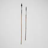 Tonga, Spears, set of two, carved wood, iron, copper