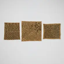 Bushongo, Shoowa prestige panels, set of three, raffia cloth