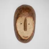 Lega, Bwami mask, carved wood, kaolin
