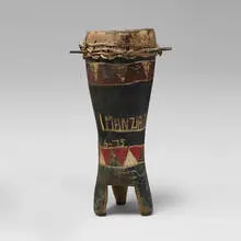 Tonga, Drum, carved wood, hide, pigment