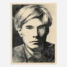 Shepard Fairey, Warhol Collages (Silver), 2023, screenprint in colors on Speckletone
