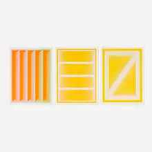 Three works from the Sequential portfolio by Richard Anuszkiewicz, 1972, screenprint in colors, sold Aug 2026