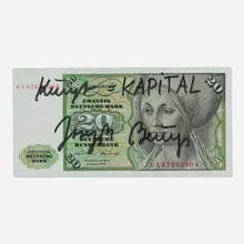 Kunst = KAPITAL by Joseph Beuys, 1979, 20 Deutschemark banknote from 1970, sold Aug 2026