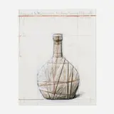 Christo & Jeanne-Claude, Wrapped Bottle (Project for Kirchberg Spätlese), digital pigment print in colors with collaged paper and crayon additions on PhotoRag