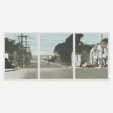 Robert Bechtle, Sunset Intersection (triptych), 1983, soft-ground etching in colors