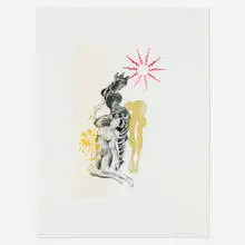 Shahzia Sikander, Maligned Monster II, 2000, aquatint in colors with sugar lift spit bite and drypoint with Chine-collé on Somerset textured
