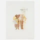 Shahzia Sikander, Maligned Monster I, 2000, aquatint in colors with sugar lift spit bite and drypoint with Chine-collé on Somerset textured