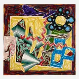 Frank Stella, Then Came a Fire and Burnt the Stick (from the Illustrations after El Lissitzky's Had Gadya portfolio), 1984, lithograph, linocut and screenprint in colors with collage and hand-coloring on T.H. Saunders and Somerset