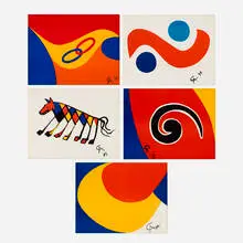 Alexander Calder, Five works from the Flying Colors portfolio, 1974, lithograph in colors