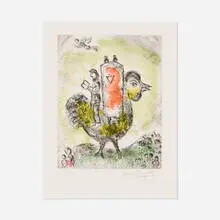 La Thora rouge (from the Songes suite) by Marc Chagall, 1981, etching and aquatint in colors on Rives, sold Aug 2026