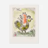 Marc Chagall, La Thora rouge (from the Songes suite), 1981, etching and aquatint in colors on Rives