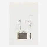 David Hockney, He enquired after the quality (from Illustrations for Fourteen Poems by C.P. Cavafy), 1966, etching and aquatint on handmade Crisbrook