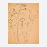 Andy Warhol, Two Standing Figures, c.1955, ink on paper