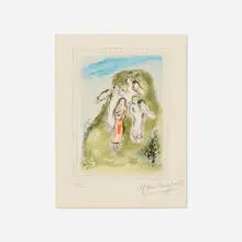 Marc Chagall, Les trois anges, 1980, lithograph in colors