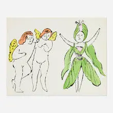 Andy Warhol, Untitled (Plate XI from In The Bottom of My Garden), c. 1956, offset lithograph with hand-coloring