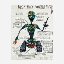 Michael Scoggins, U.S.A. Robo Soldier, 2006, graphite and Prismacolor marker on Somerset paper