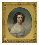 Margaret Sarah Carpenter, Untitled, in a white and blue dress oil on canvas