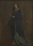 Sir John Lavery, Untitled, in a blue dress oil on canvas board 40.5 x 30.5cm