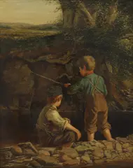 Untitled by William McTaggart, 'The Young Waltonians' oil on canvas 45 x 36.5cm, sold Jun 2024