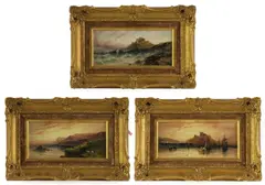 Untitled by Sarah Louisa Kilpack, oil on board 13.5 x 24cm (3), sold Jun 2024