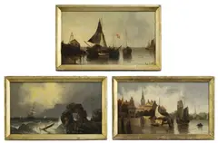 Untitled by August von Siegen, oil on board 18.5 x 31.5cm (3), sold Jun 2024