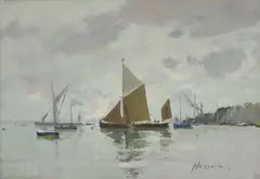 Untitled by Edward Wesson, oil on board 31 x 44cm, sold Jun 2024