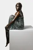 Jonathan Wylder, Untitled, A seated woman bronze with rich brown and green patination
