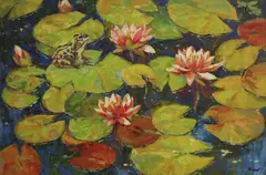 Untitled by Mikhail Zharov, oil on canvas 50 x 75cm, sold Jun 2024