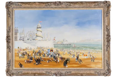 Brian Shields 'Braaq', A Day at the Fair on the Beach, oil on canvas