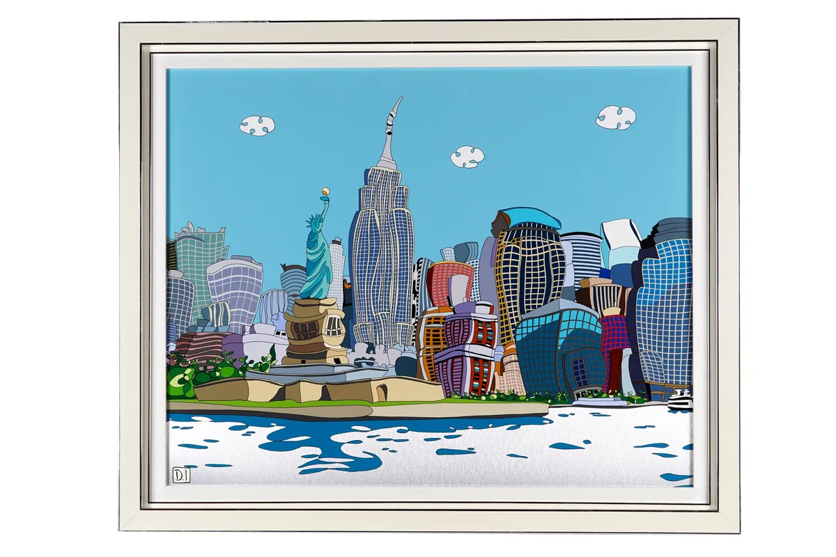 Dylan Izaak, New York Skyline, acrylic on aluminium
