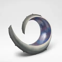 Steve Buck, Sculpture, circa 1985, Earthenware, matte grey and white glazes to the exterior of the textured tentacle-shaped body