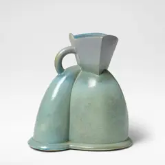 Richard Slee, Jug form, Stoneware, shiny mottled turquoise, olive green and lilac glazes